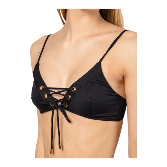MELISSA ODABASH Marrakech lace-up bikini top in Black NWT - Picture 5 of 5